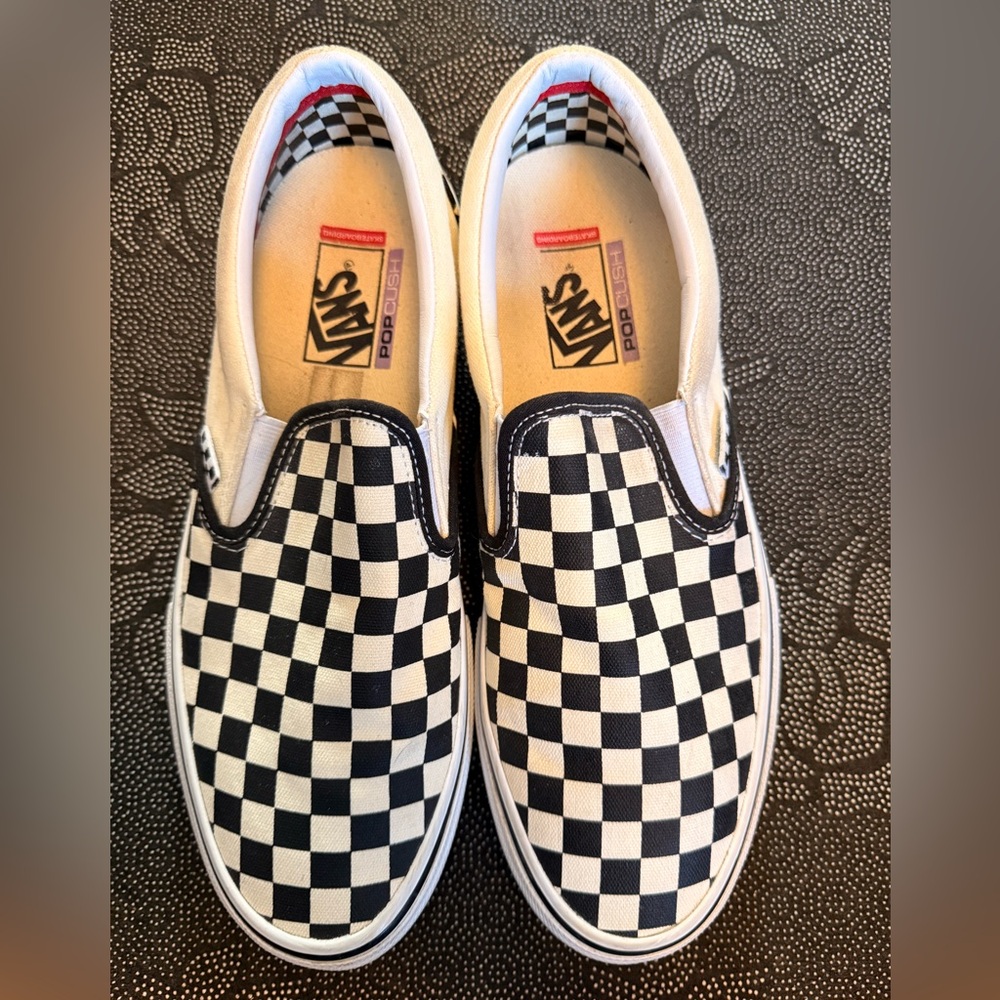 Vans Black and White Checkerboard Slip-Ons